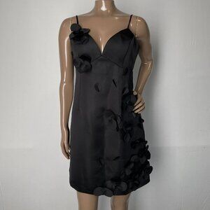 White House Black Market Black Mini Dress with 3D Floral Appliqué